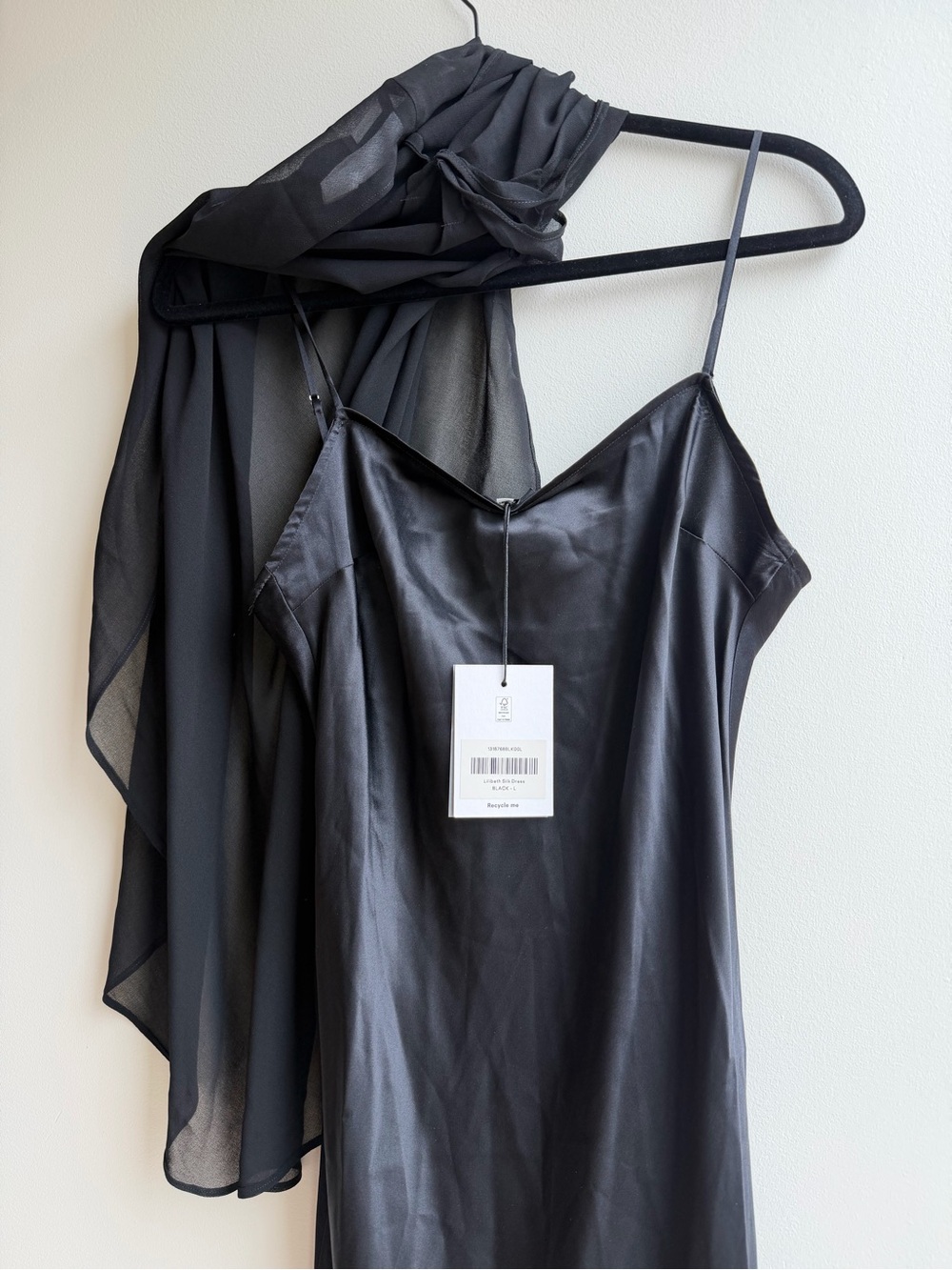 NEW NWT Reformation Lilibeth Silk Dress, Black, sz Large - Picture 6 of 14